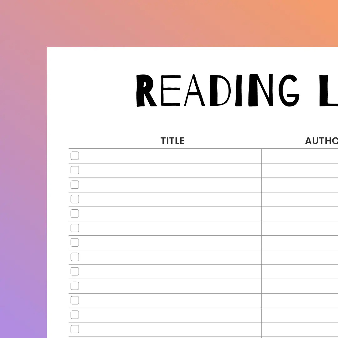 Reading Log Printable