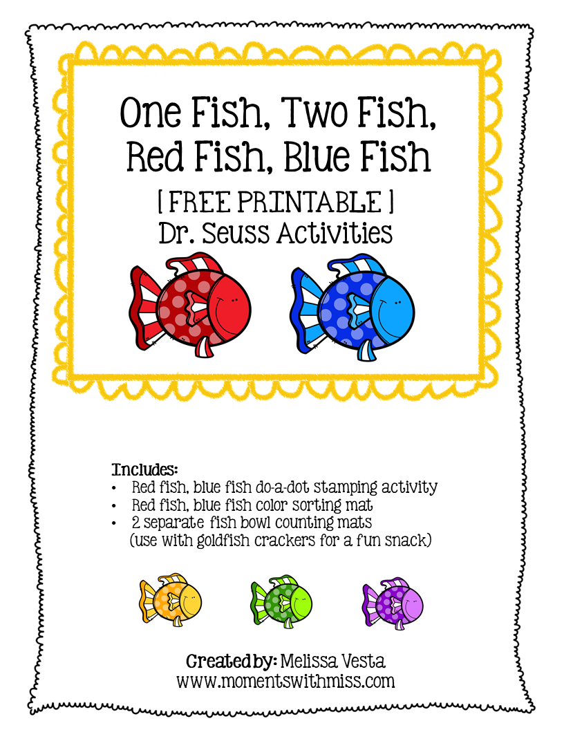 Red Fish Blue Fish Dr Seuss Activities Printables