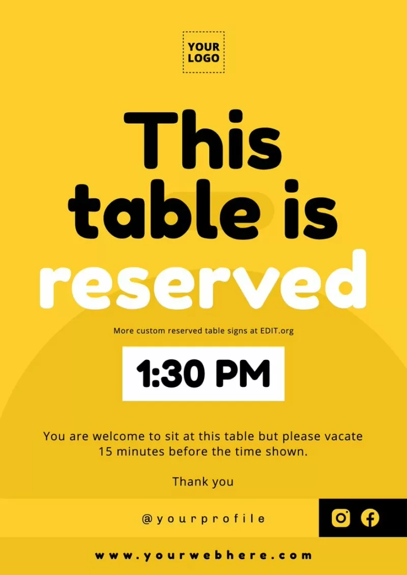 Reservation Signs Tables