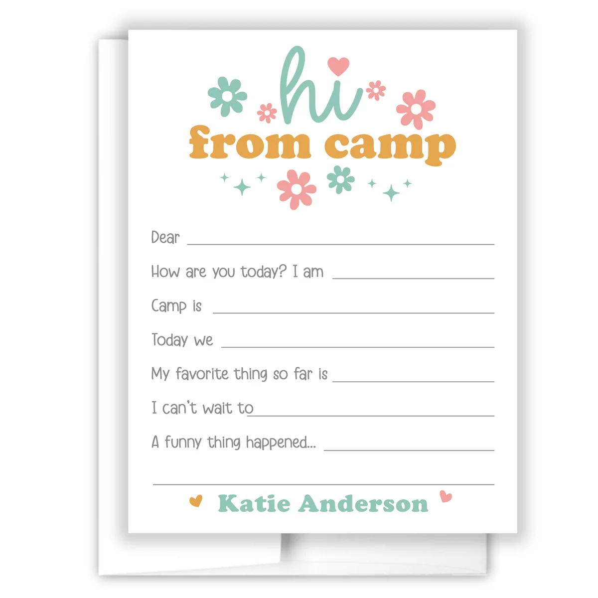 Retro Rainbow Summer Camp Camping Note Cards Stationery Fill In Blank Lined Or Blank Cards 1