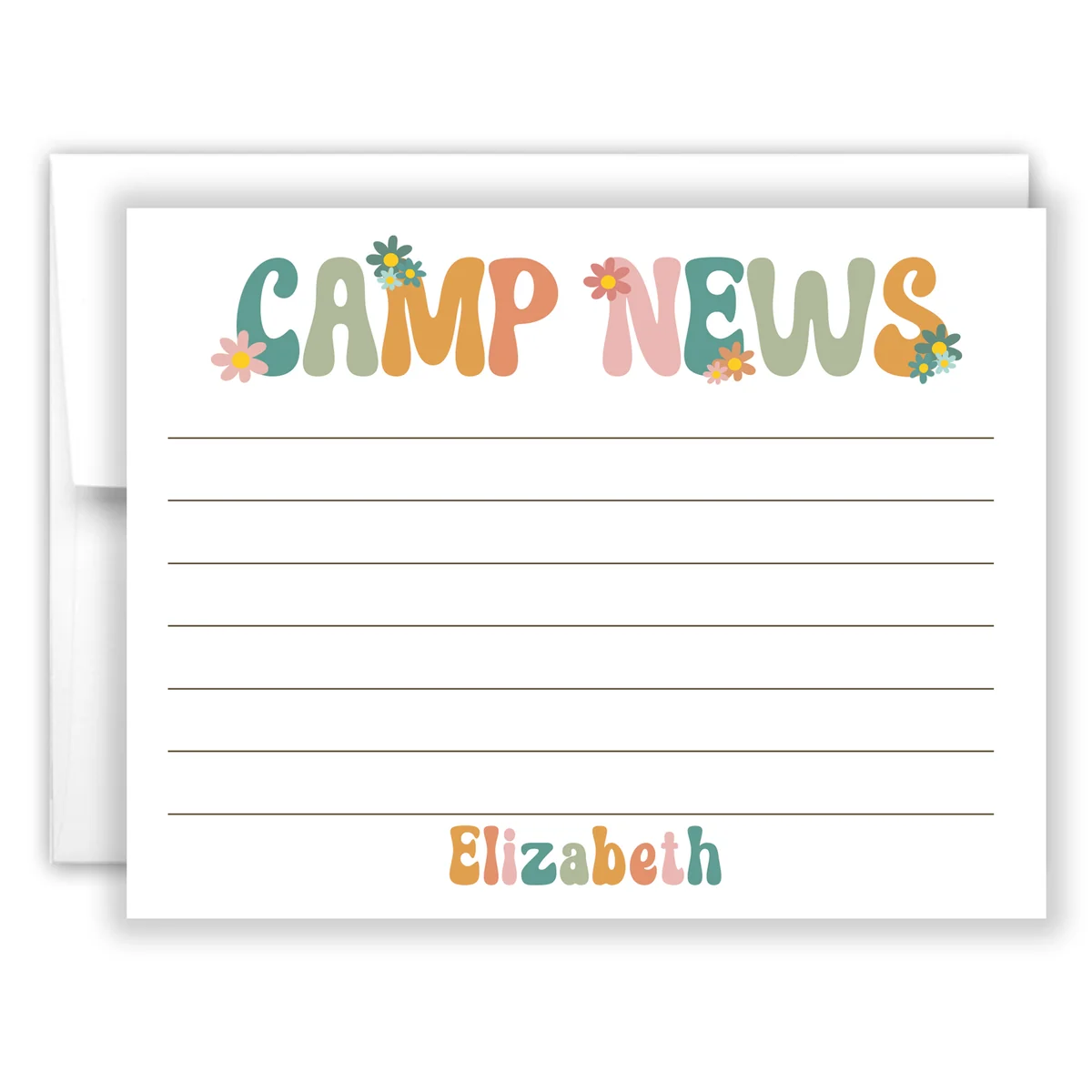 Retro Rainbow Summer Camp Camping Note Cards Stationery Fill In Blank Lined Or Blank Cards