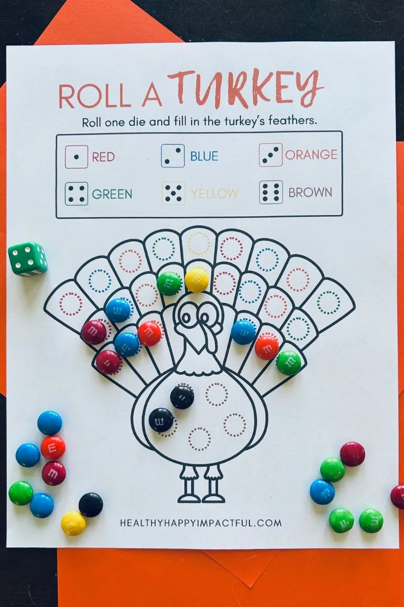 roll a turkey dice game free printable