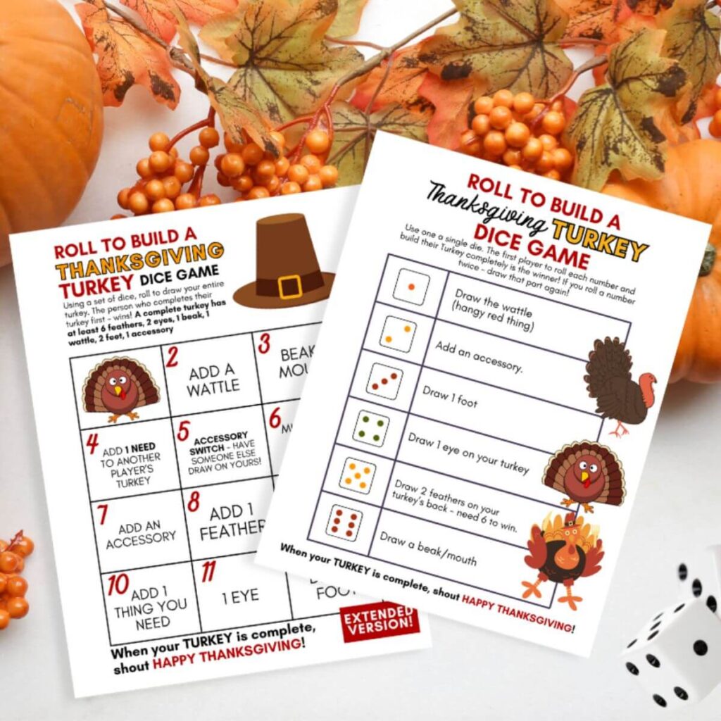 Roll A Turkey Dice Game