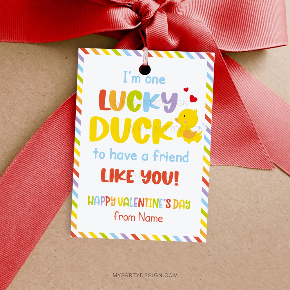 Rubber Duck Valentines Printable Tags Cards
