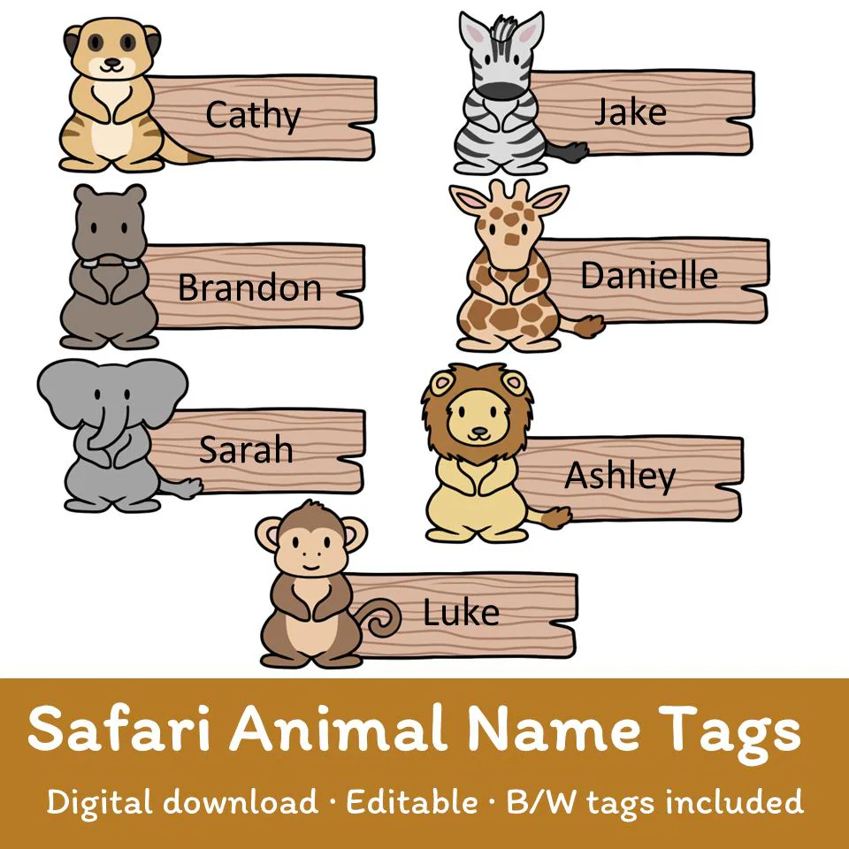 safari name tags free printable