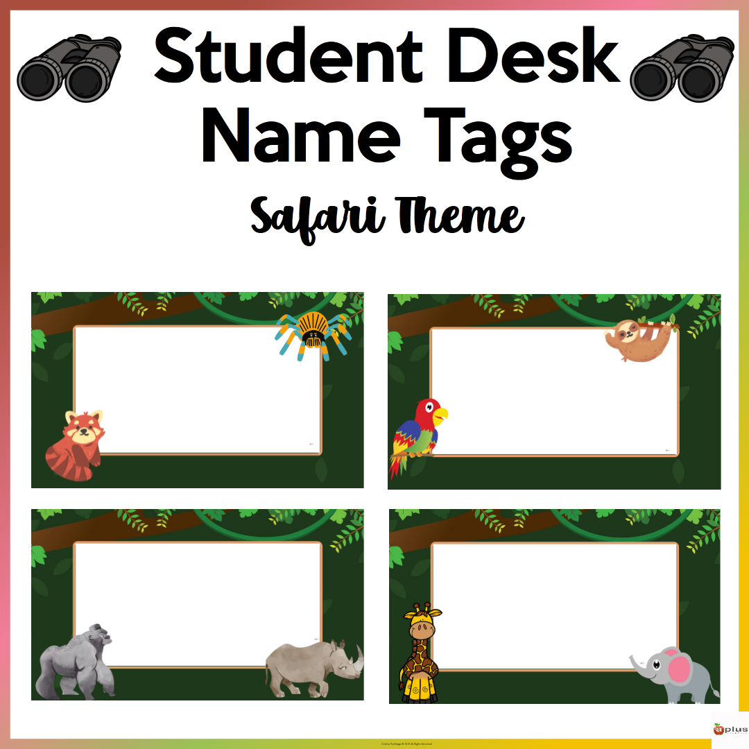 Safari Theme Desk Name Tags Editable