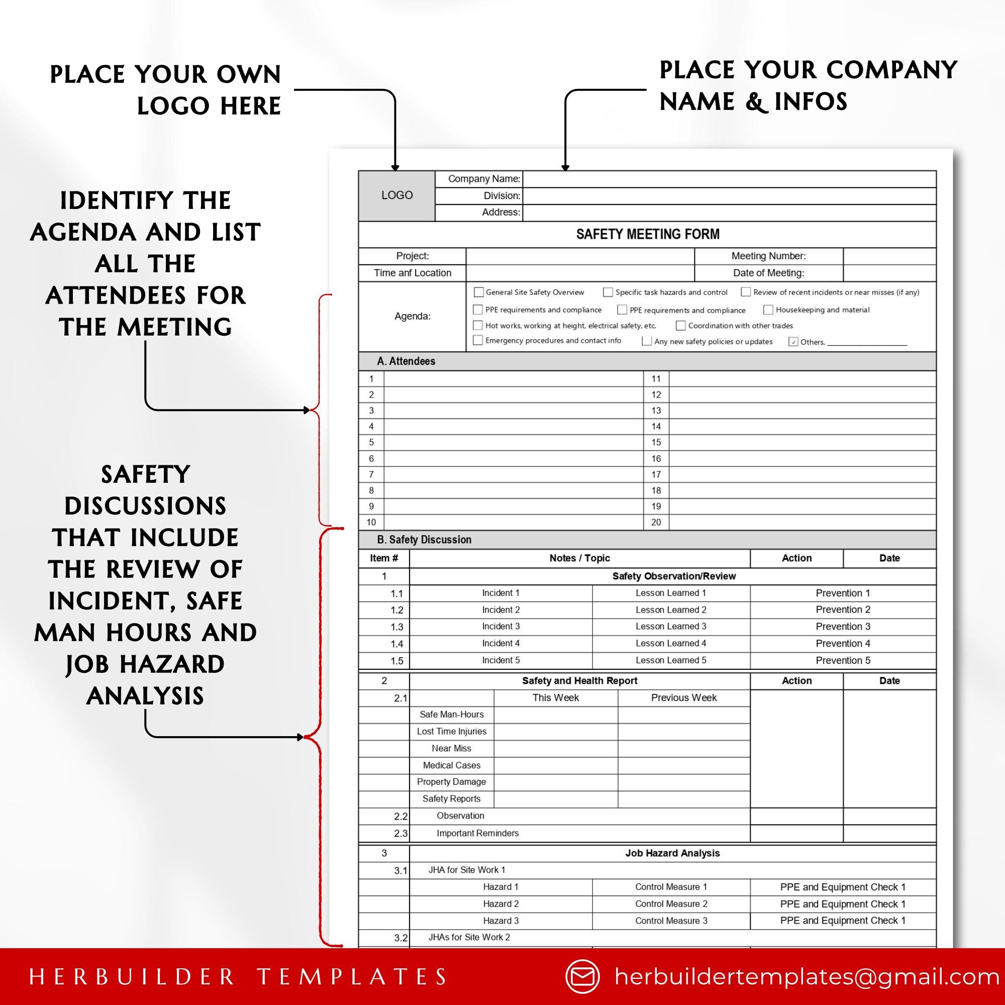 Safety Meeting Template Safety Minutes