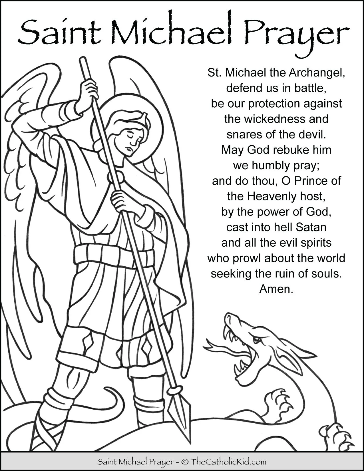 Saint Michael Prayer Coloring Page Cnt Mls
