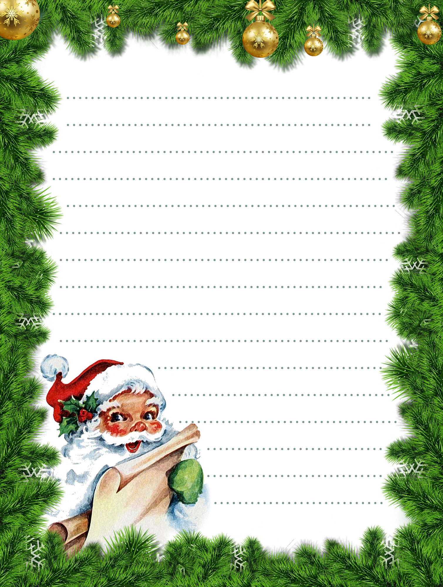 Santa And Christmas Tree Lined Christmas Notepaper