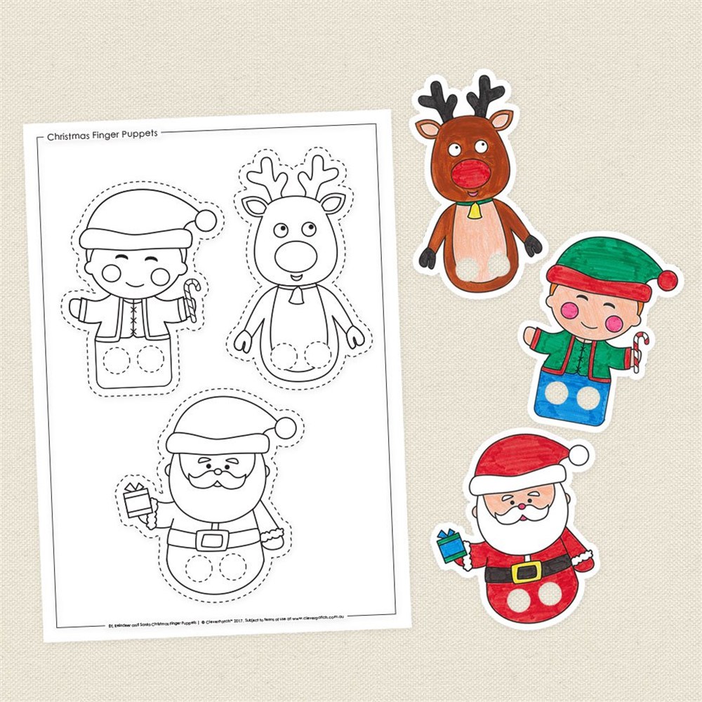 Santa Reindeer Elf Christmas Finger Puppets
