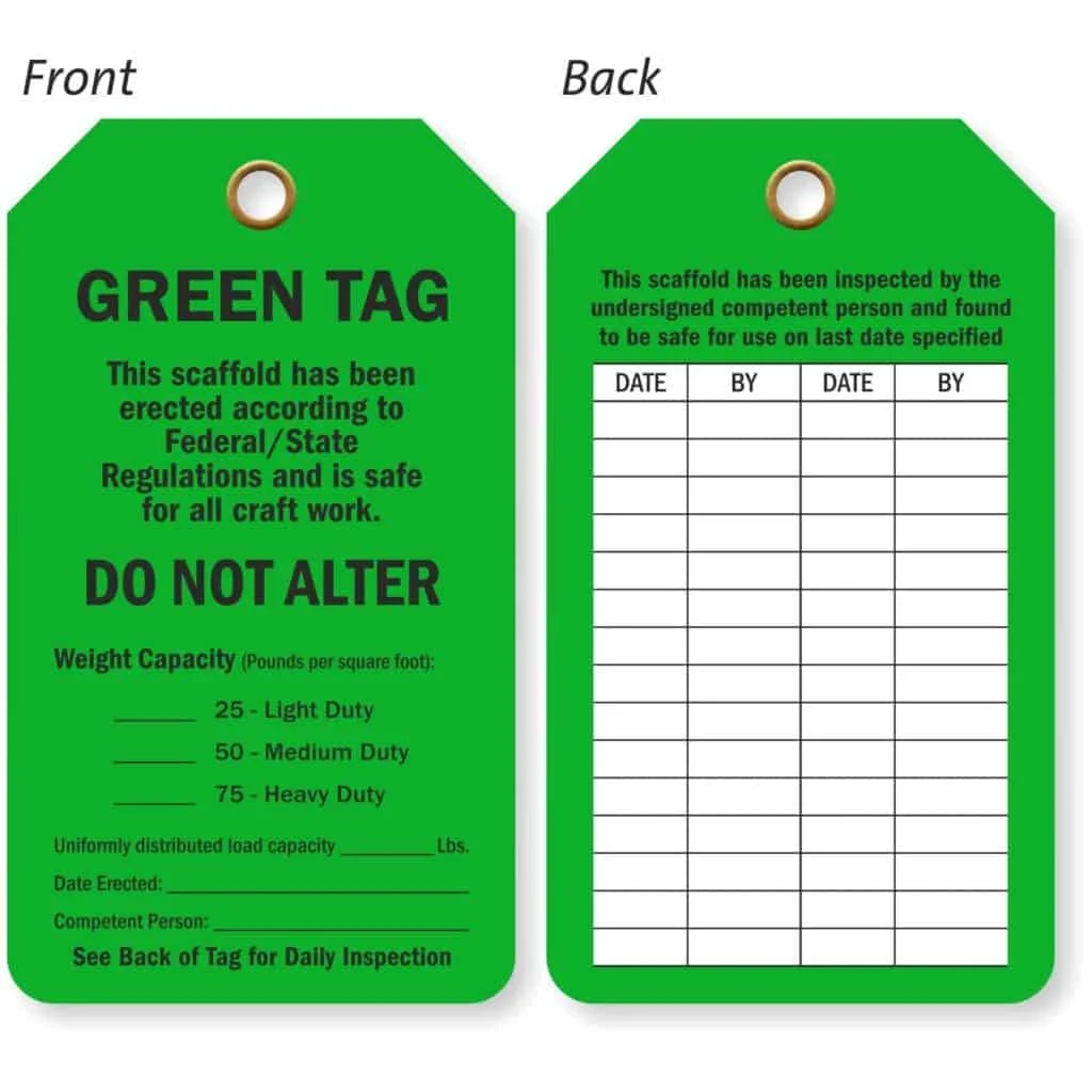Scaffold Inspection Tags