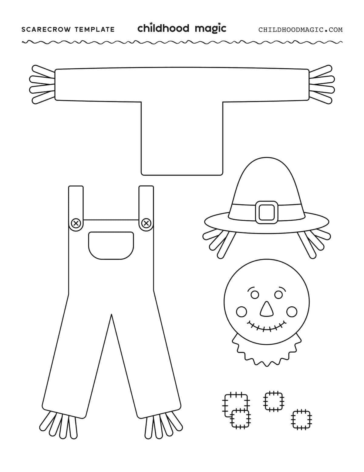 Scarecrow Template For Kids Crafts Free Printable