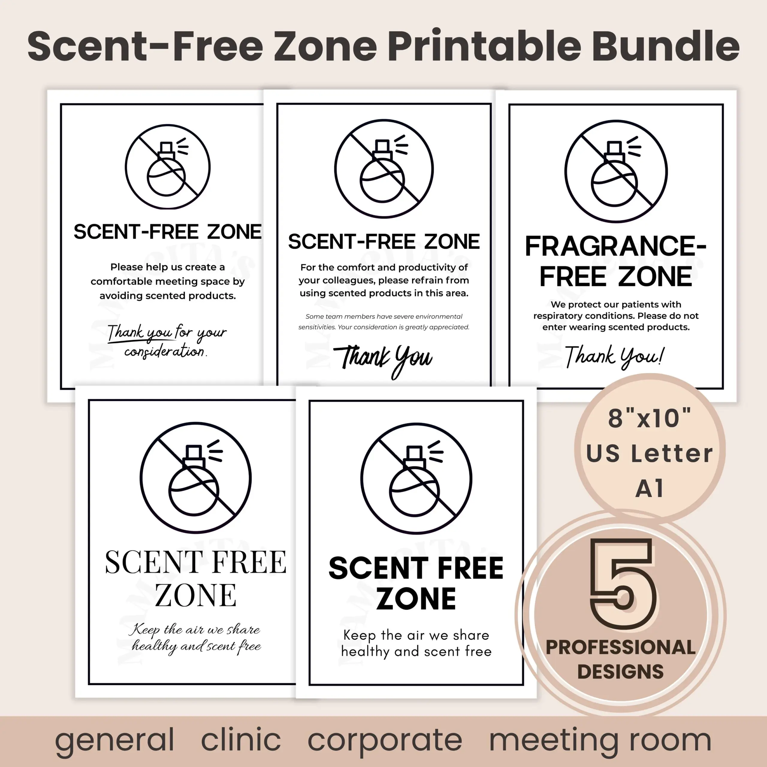 Scent Free Zone Sign Printable Fragrance