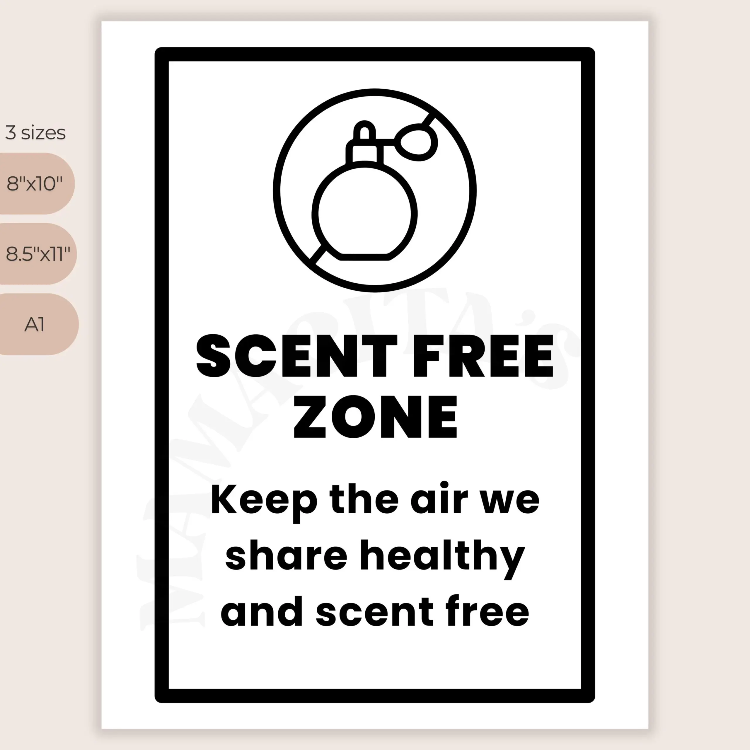Scent Free Zone Sign Printable Fragrance