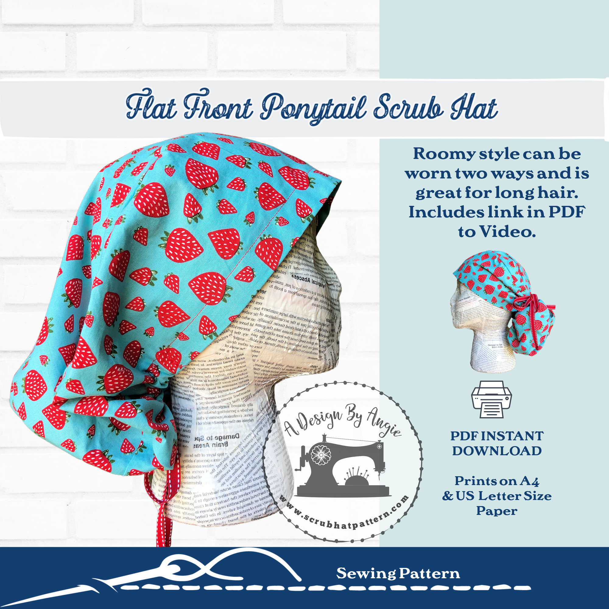 Scrub Cap For Long Hair Sewing Pattern W