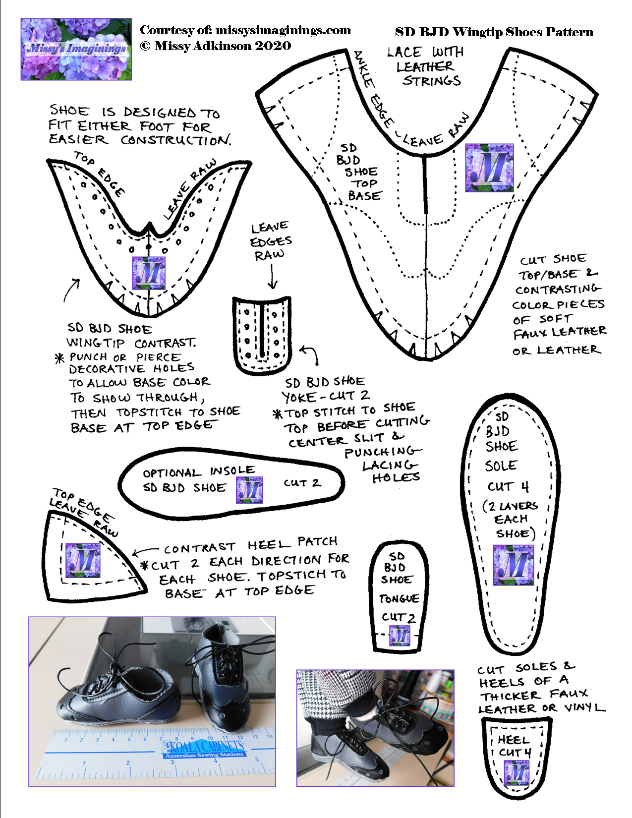 Sd Bjd Wingtip Shoes Pattern