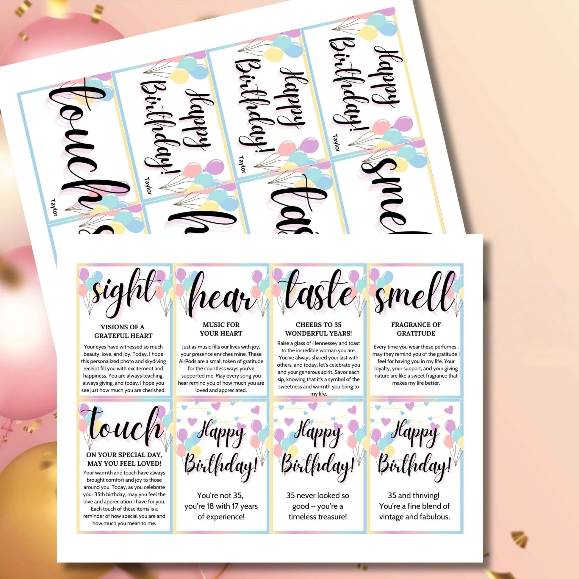 five senses gift tags free printables