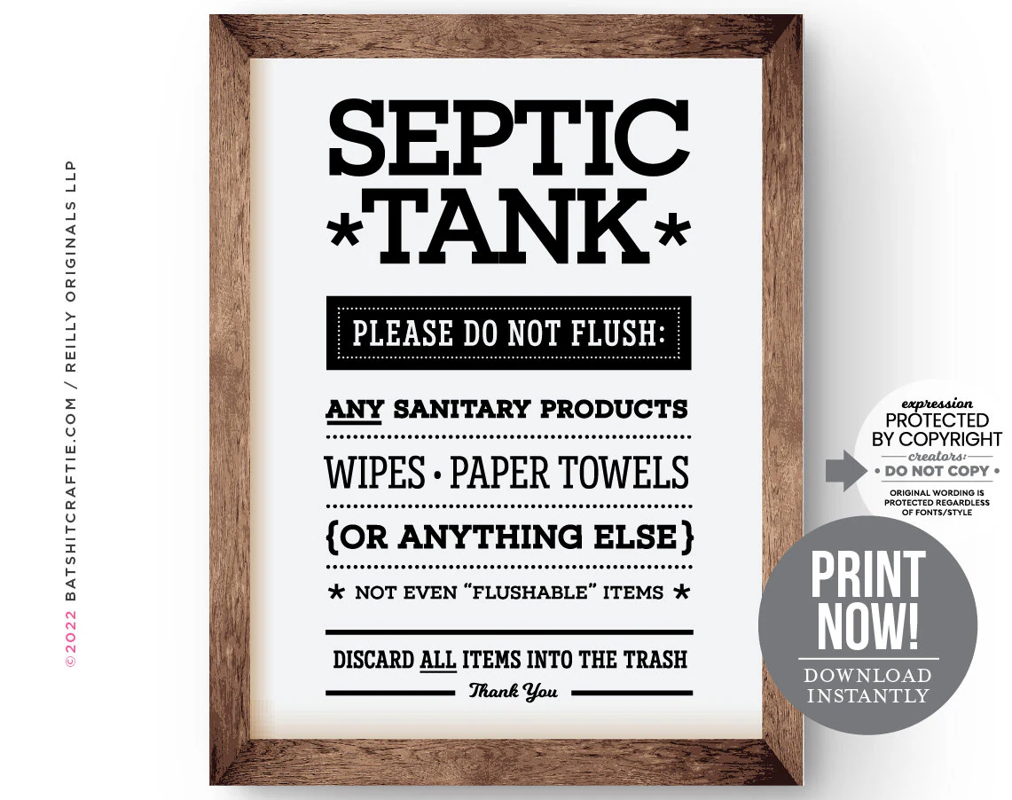 Septic Tank Bathroom Sign Instant