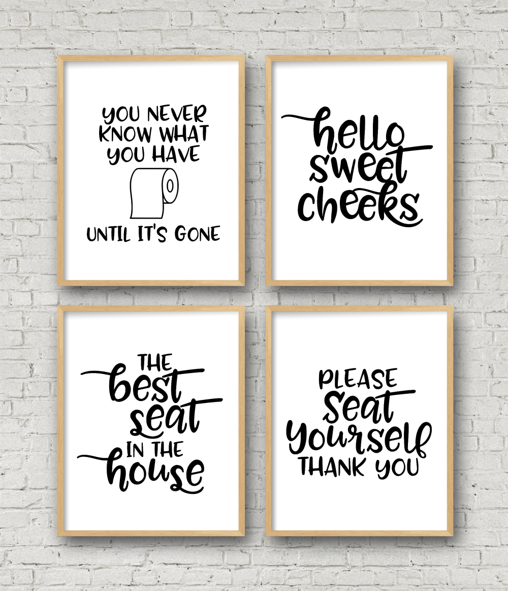 Set Of 4 Printable Bathroom Signs