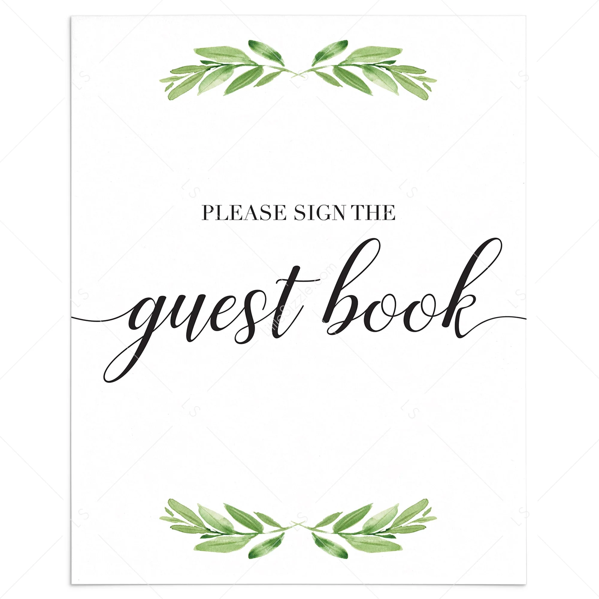 Sign The Guest Book Sign Printable Greenery