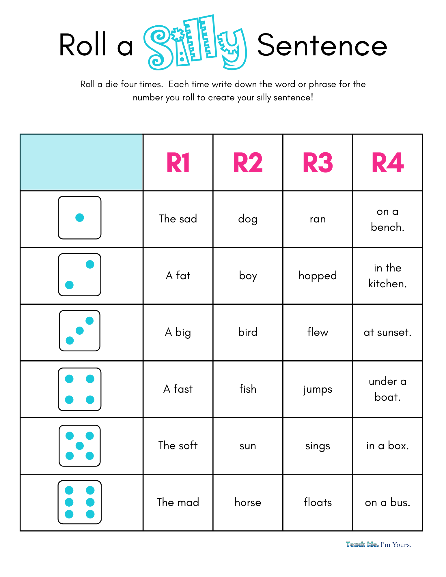 Silly Sentences Activity Pack