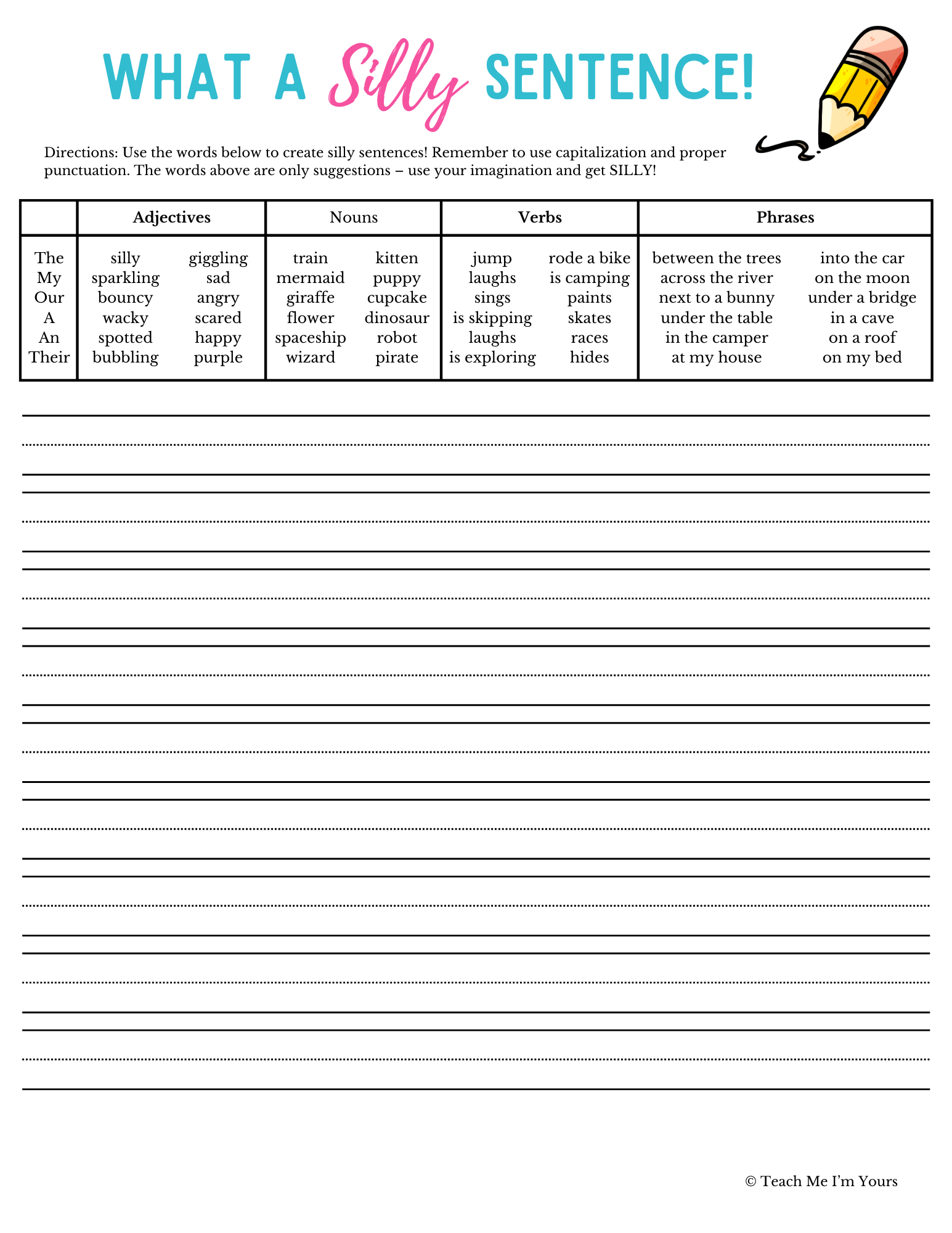 Silly Sentences Activity Pack