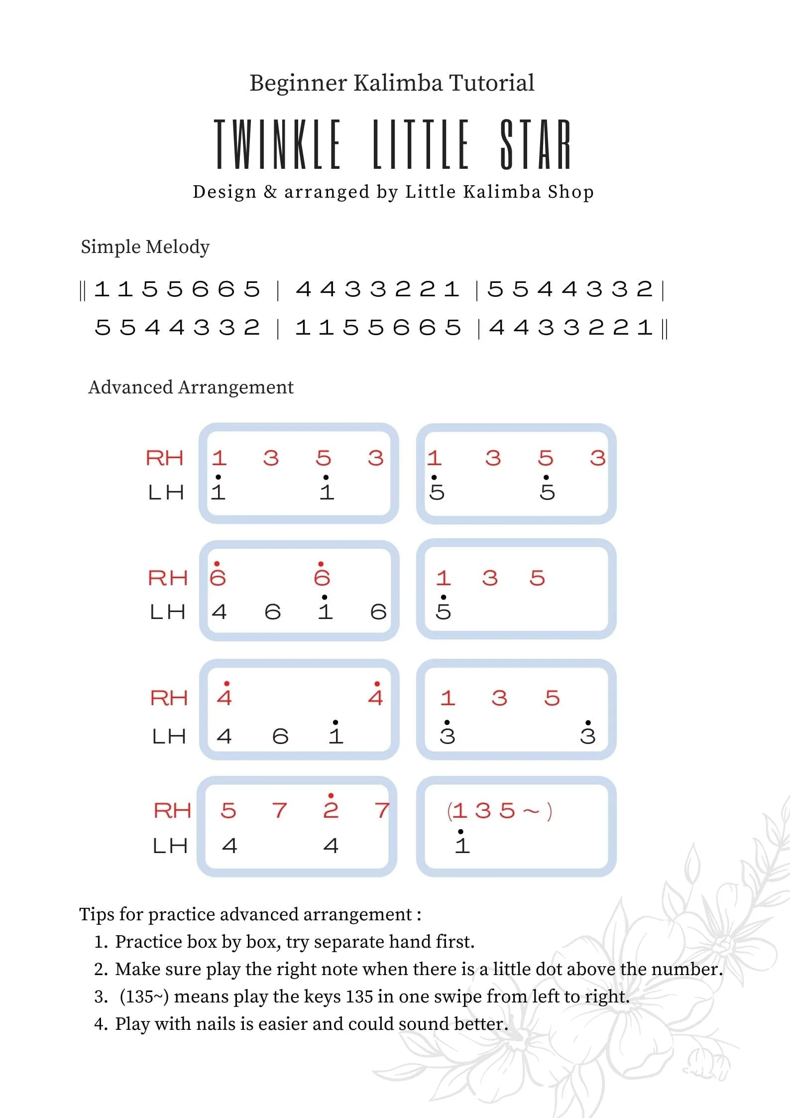 Simple But Sweet Kalimba Song Tabs For Beginner