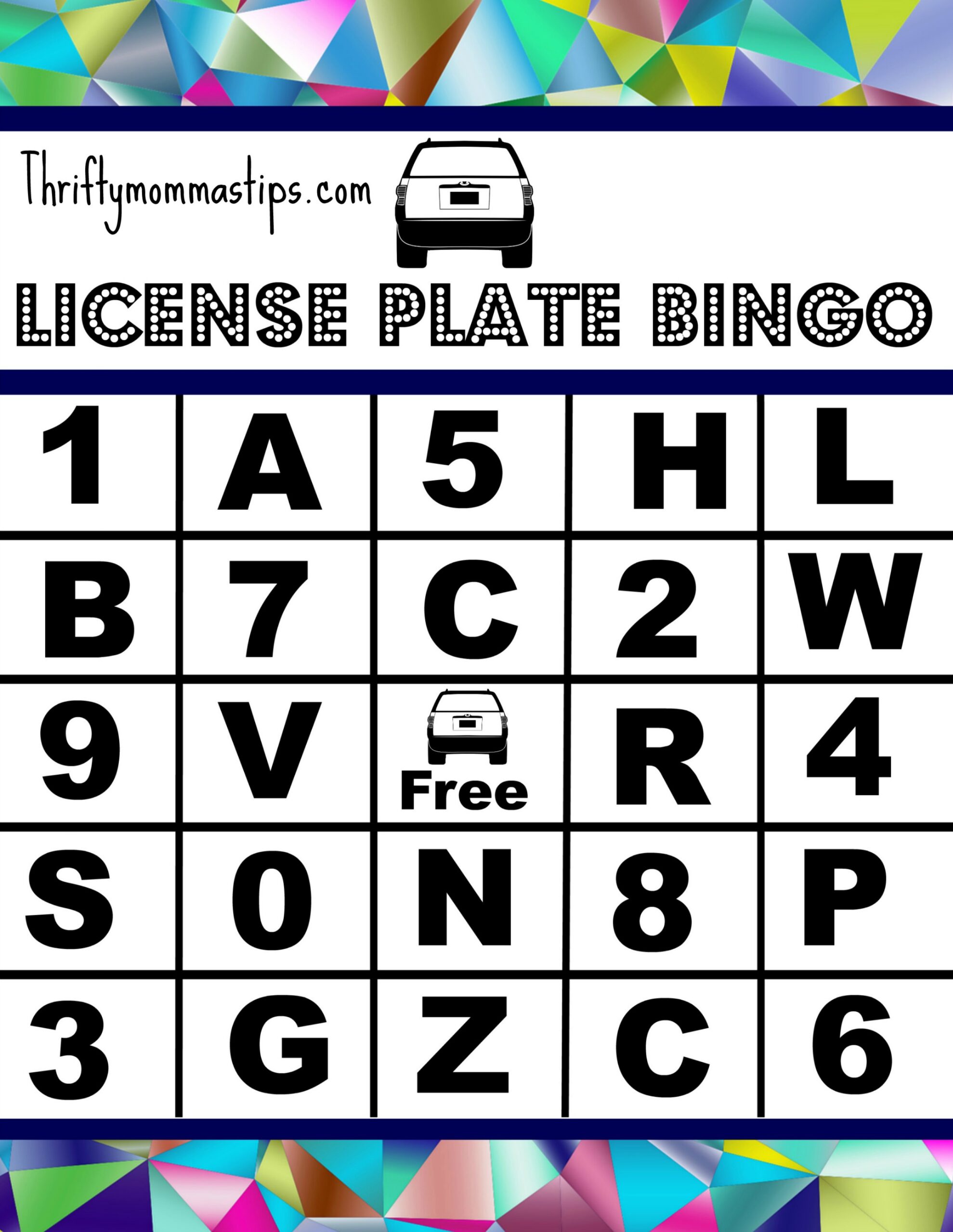 Six Secrets Smooth Family Road Trips License Plate Bingo Printable
