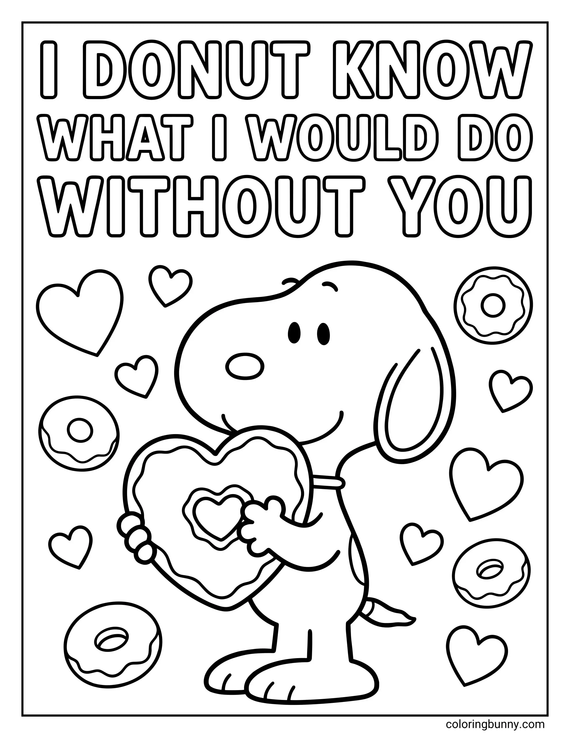 Snoopy Valentines Day Coloring Pages