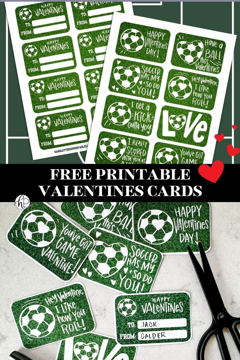soccer valentines cards printable