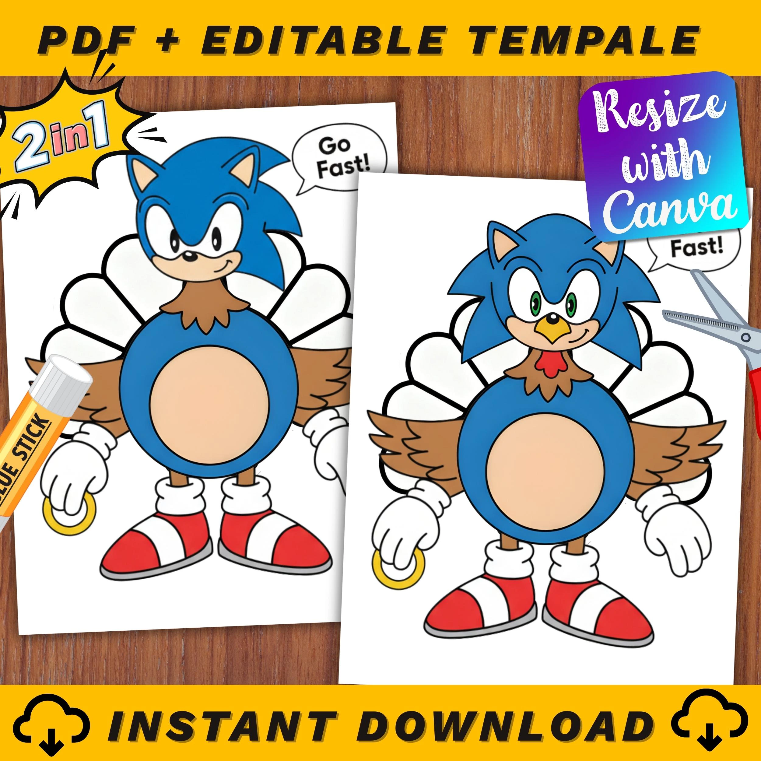 Sonic Turkey Disguise Printable Kids