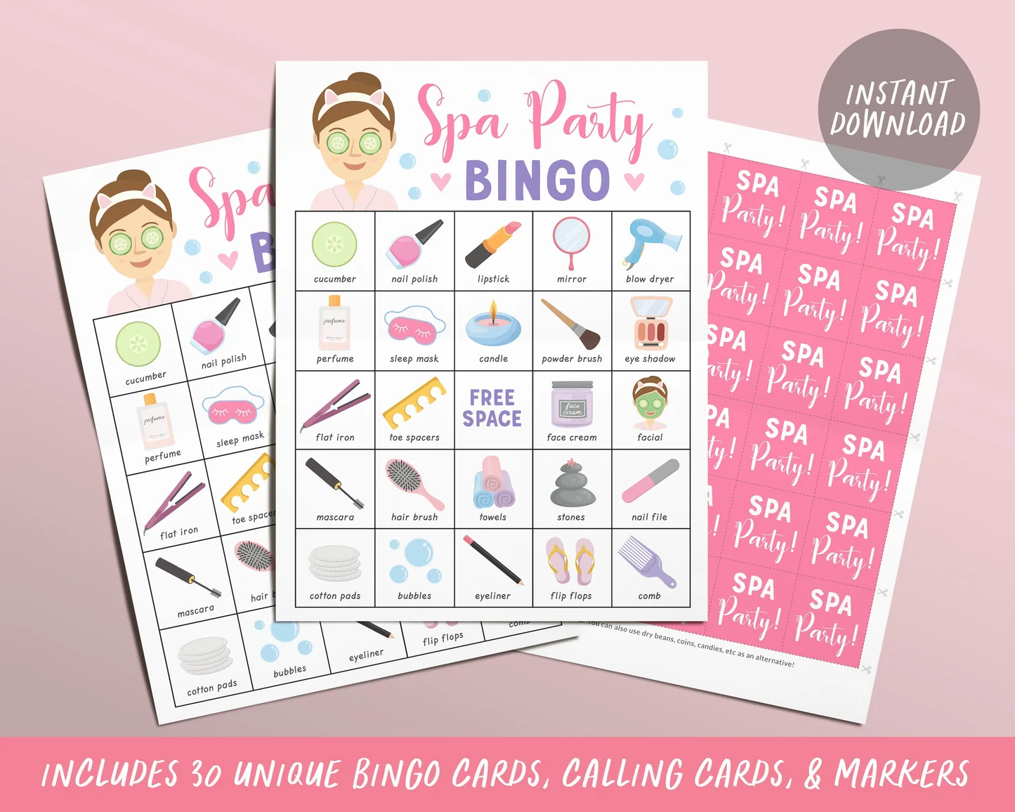 Spa Party Bingo Cards Printable Games For Kids Spa Bingo Game Glitz And Glam Makeover Facial Party Tween Party Games Instant Download 323682642