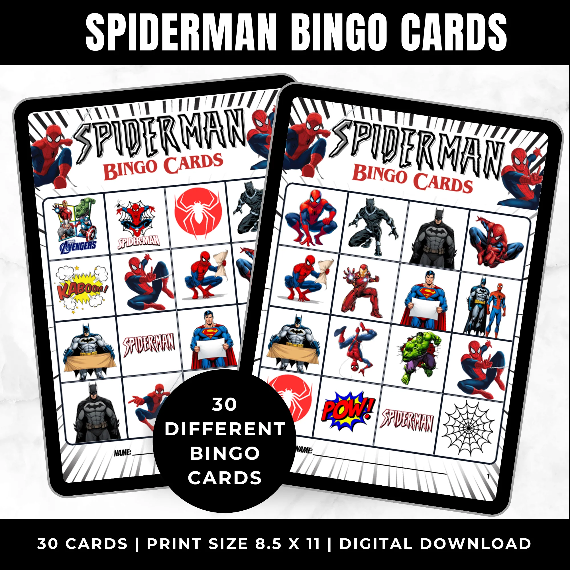 superhero bingo free printable