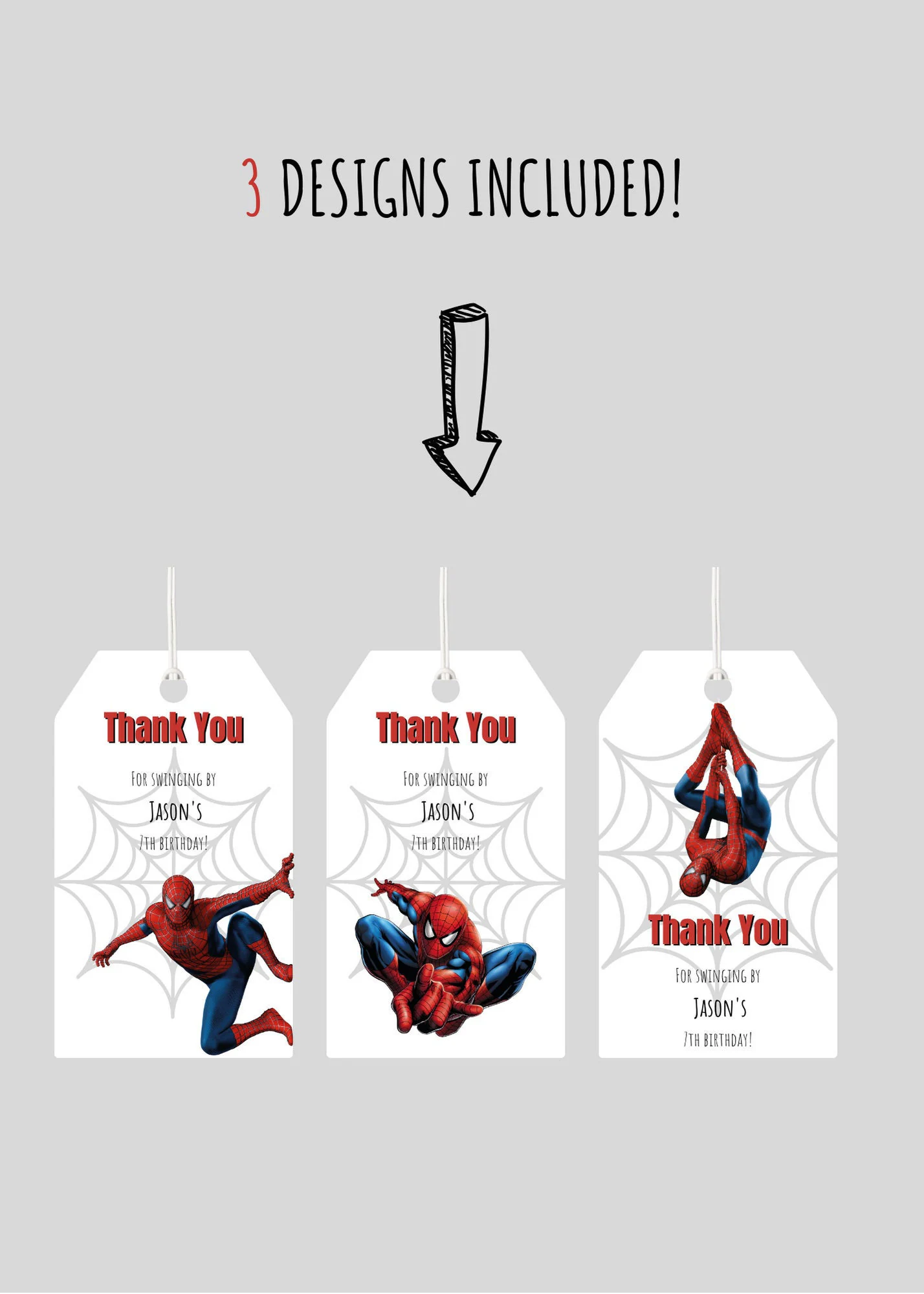 Spiderman Thank You Gift Tags Editable