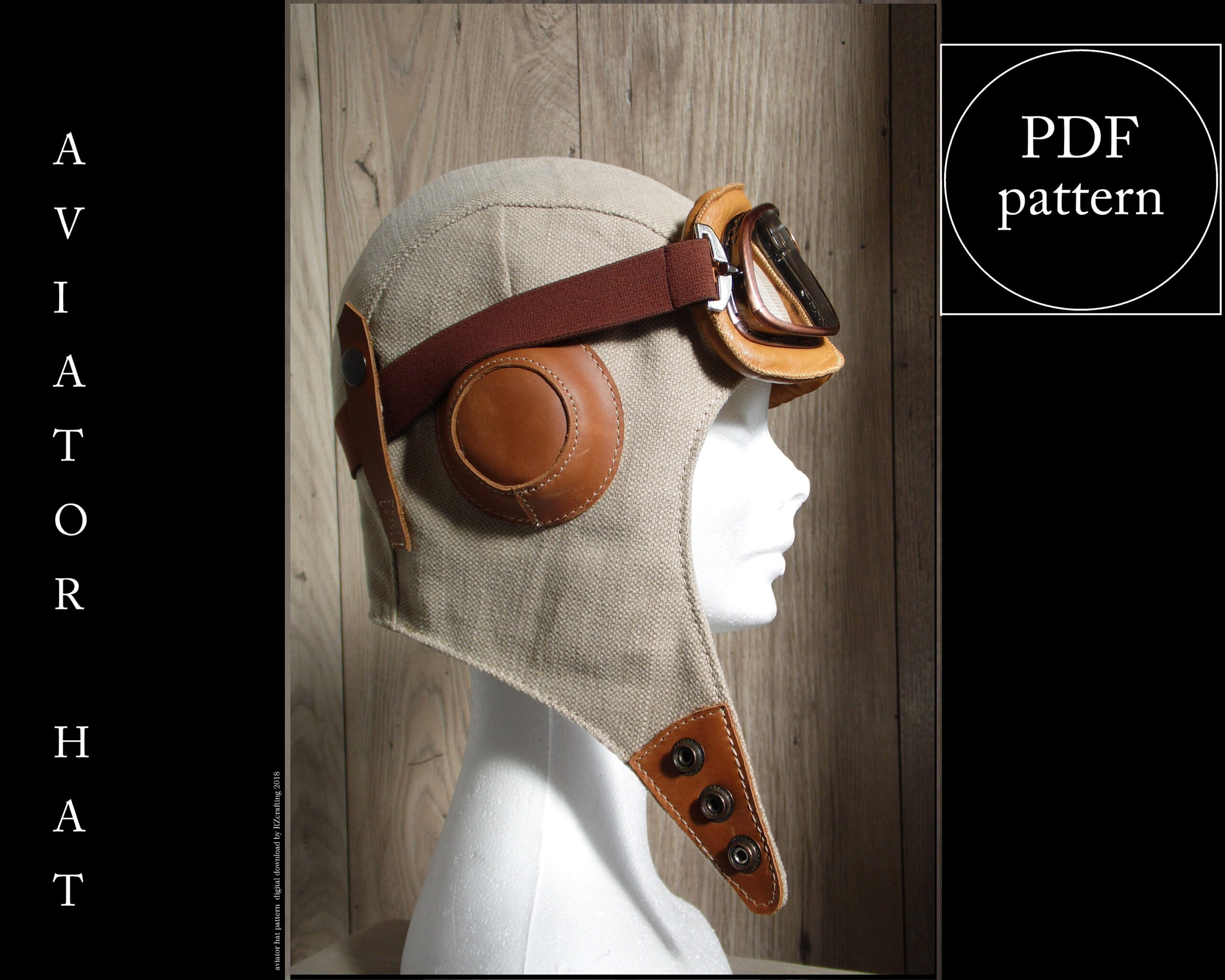 Spitfire Aircraft Inspired Aviator Hat Digital Pdf Pattern