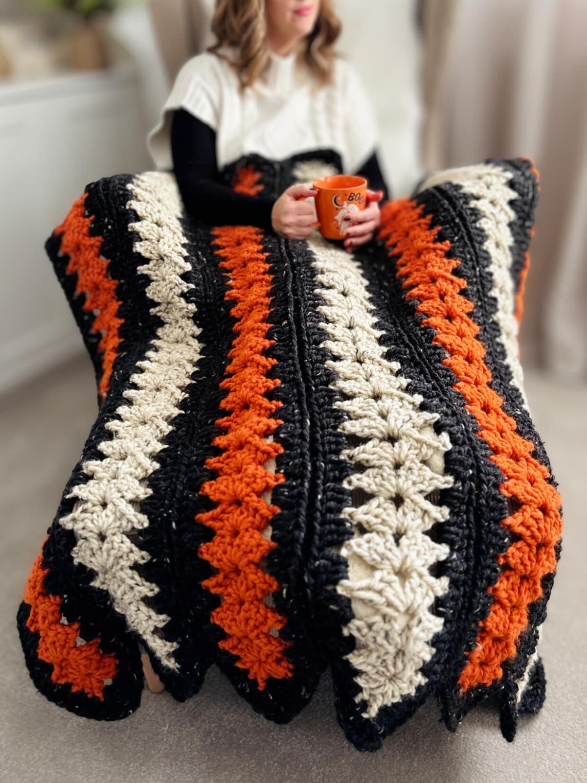 Spooky Strips Halloween Mile A Minute Crochet Blanket Free Pattern And Video Tutorial