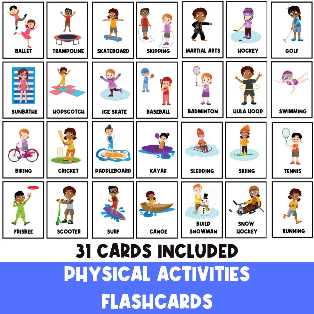 free printable exercise flash cards