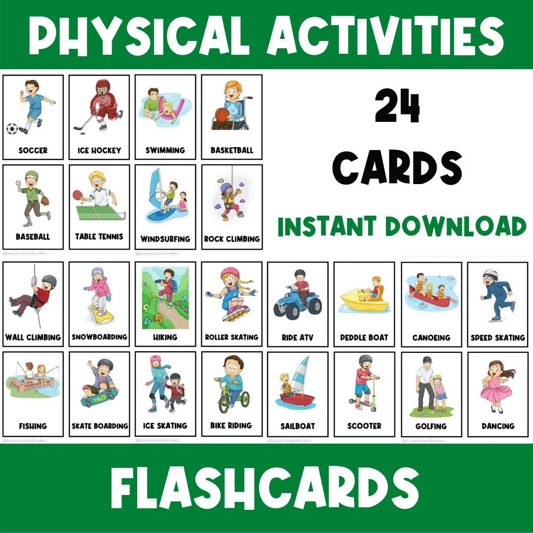 Sports Fitness Flashcards Kids Exercises