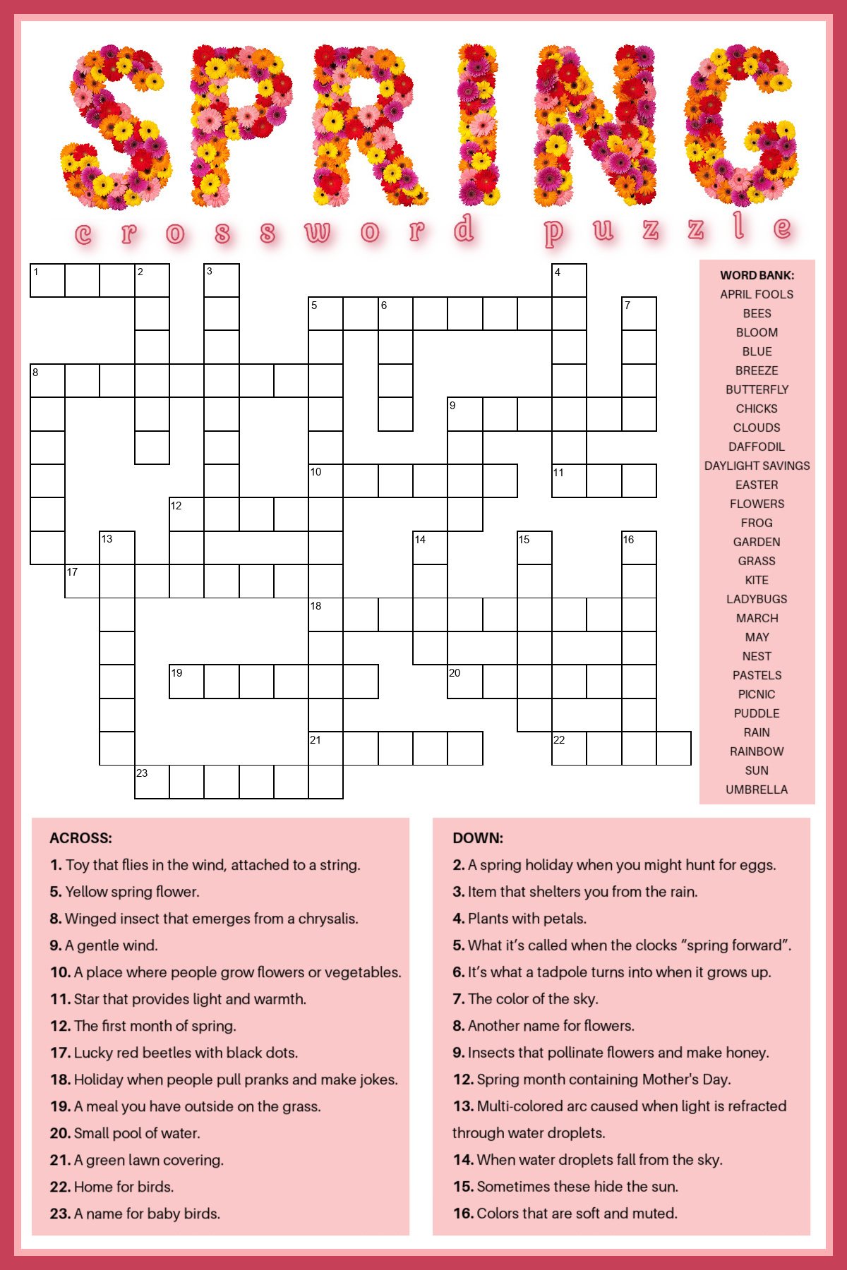 Spring Crossword Puzzle