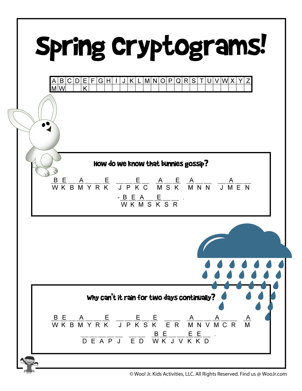 Spring Cryptogram Puzzles For Kids