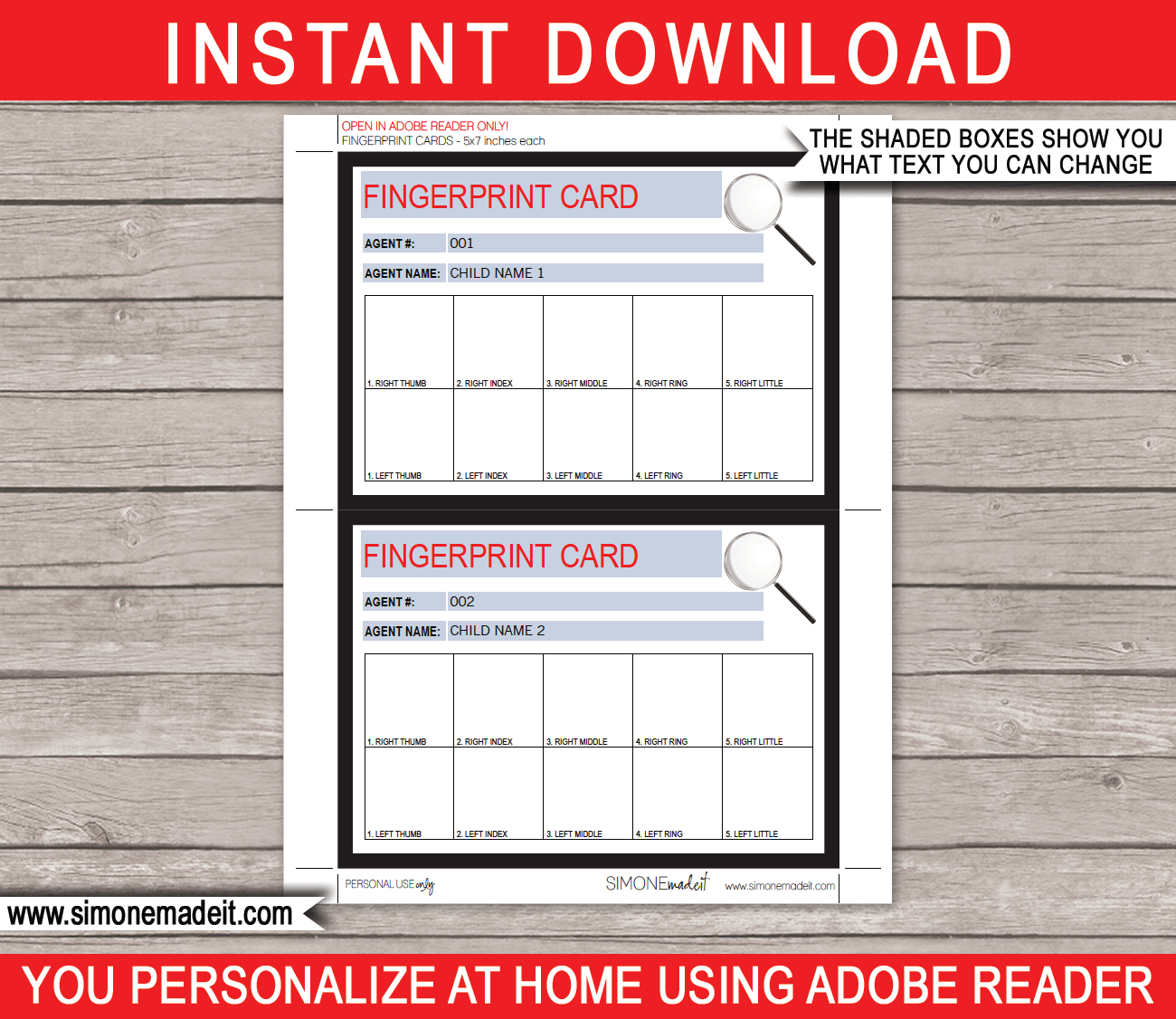 Spy Party Fingerprinting Card Template Secret Agent