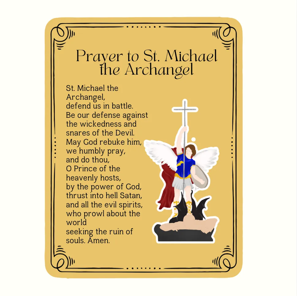 St Michael Prayer Image Catholic Prayer Card St Michael Prayer Image Catholic Prayer Card