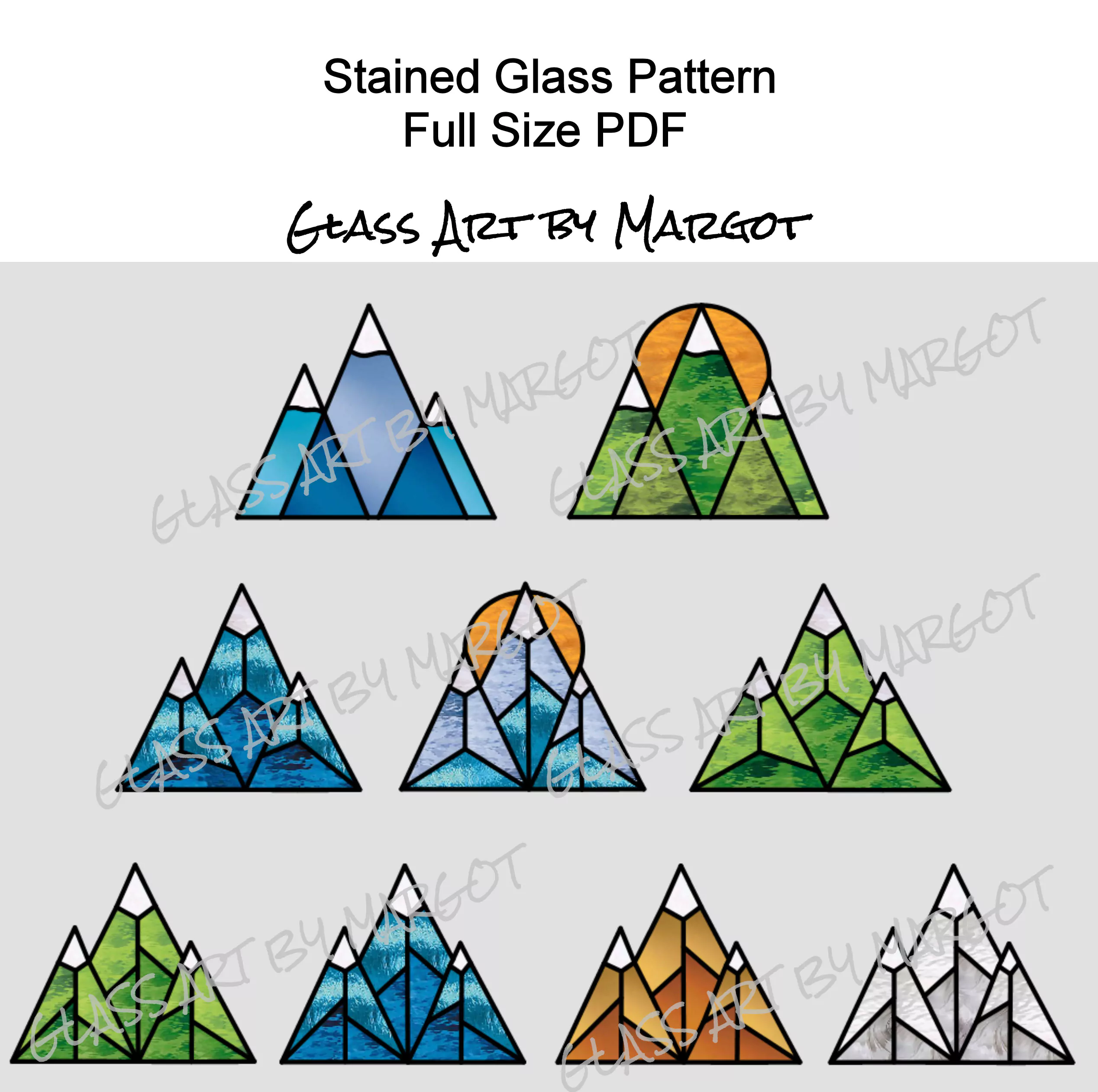 Stained Glass Mountains Suncatcher Pattern