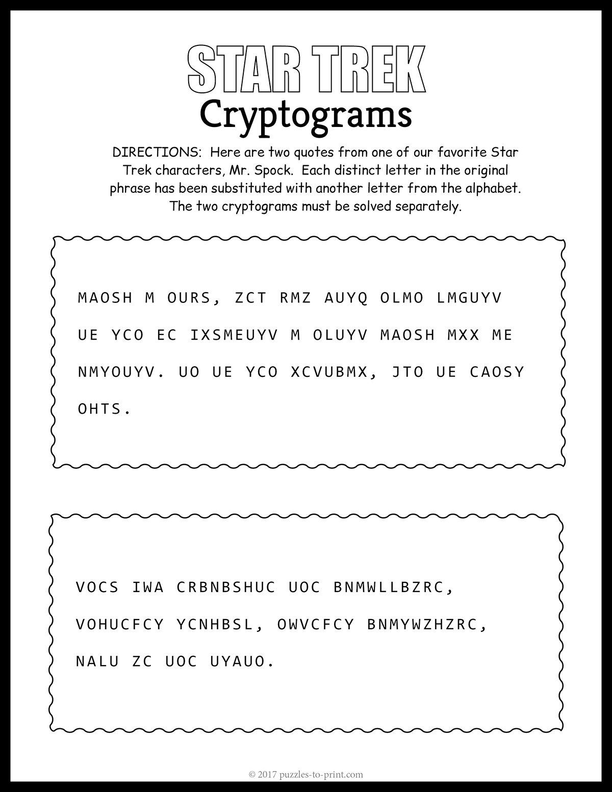 Star Trek Cryptogram shtml