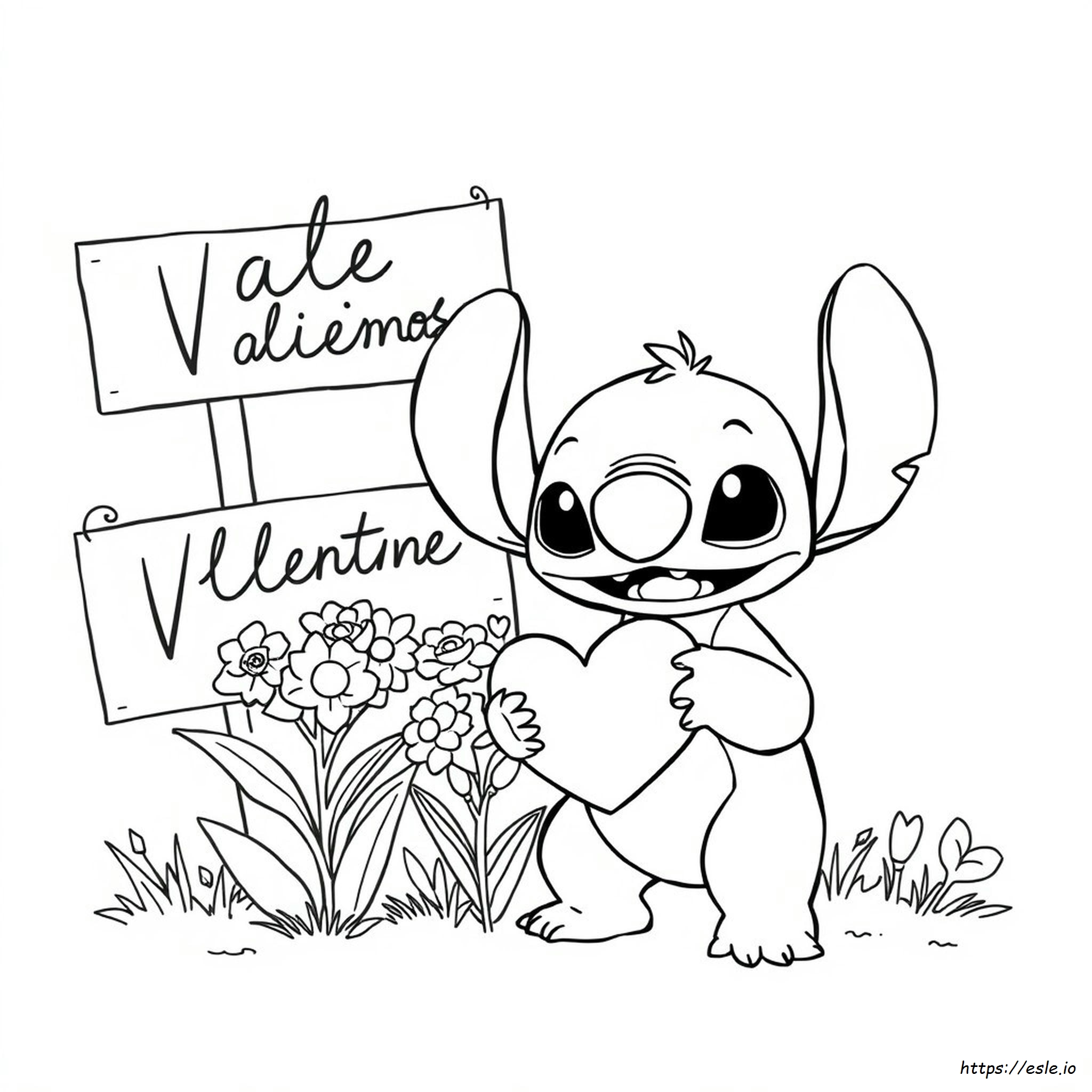 stitch valentine coloring page printable