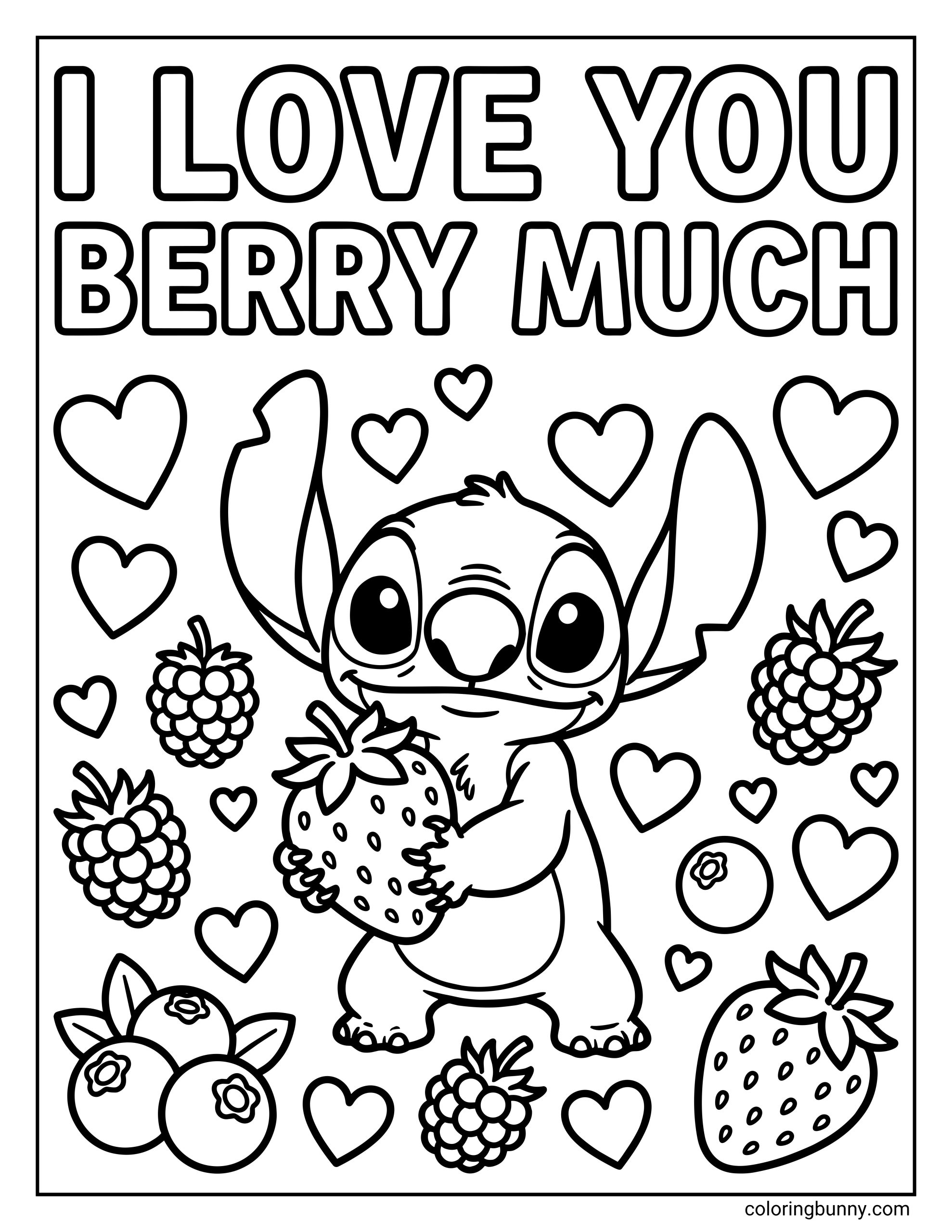 Stitch Valentines Day Coloring Pages