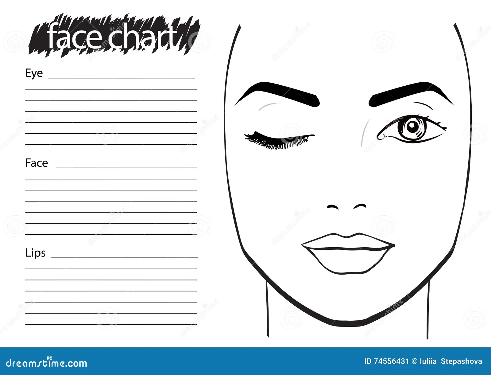 Stock Illustration Face Chart Makeup Artist Blank Template Vector Illustration Image74556431 Stock Illustration Face Chart Makeup Artist Blank Template Vector Illustration Image74556431