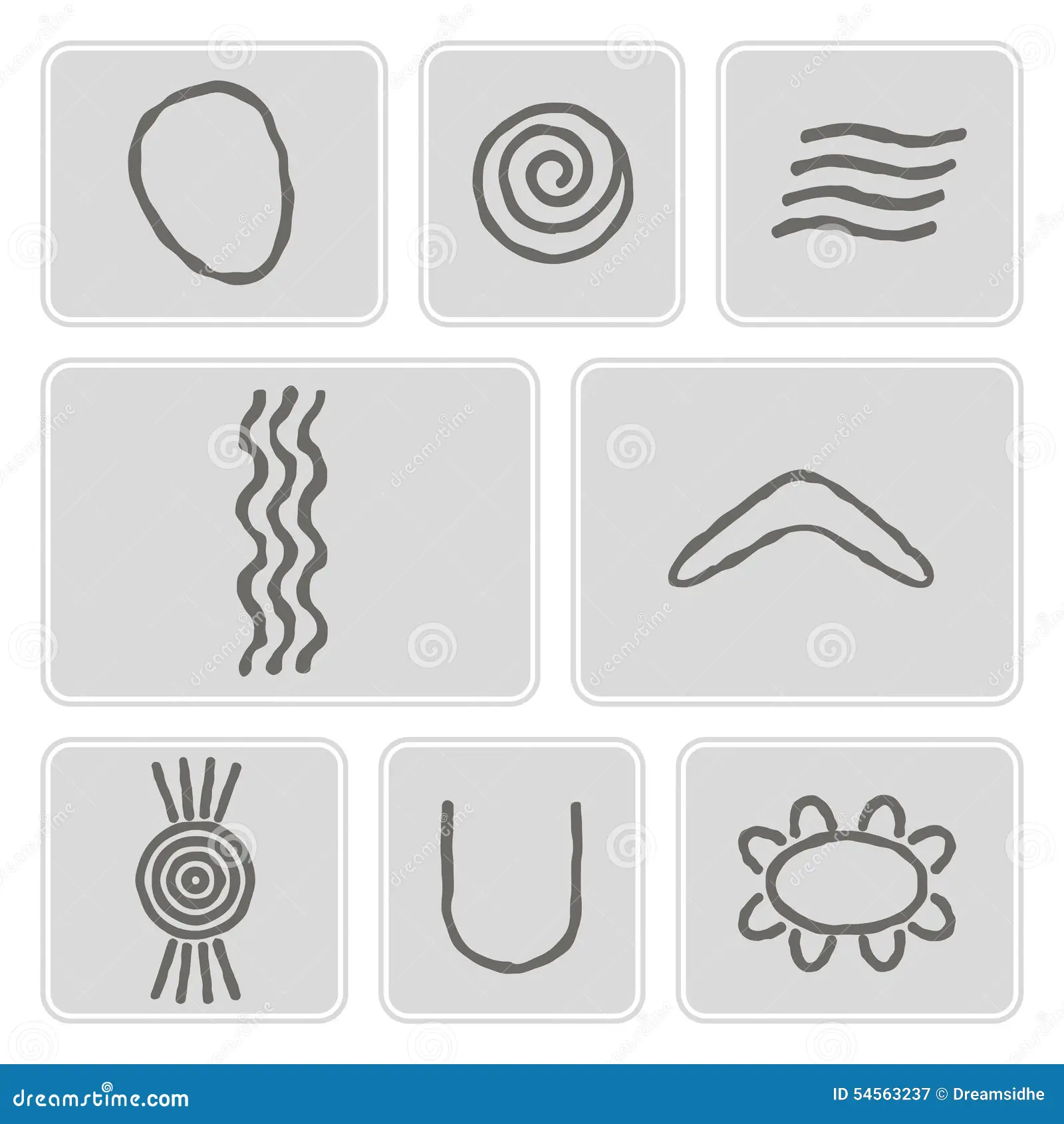 Stock Illustration Set Monochrome Icons Symbols Australian Aboriginal Art Your Design Image54563237