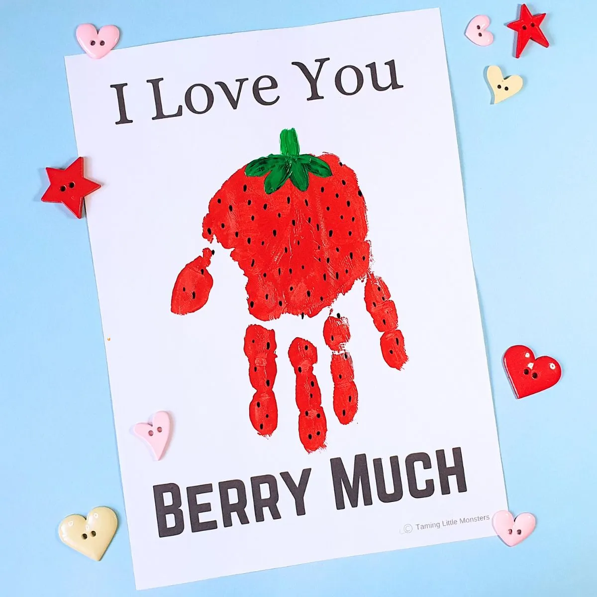 Strawberry Handprint Valentines Card