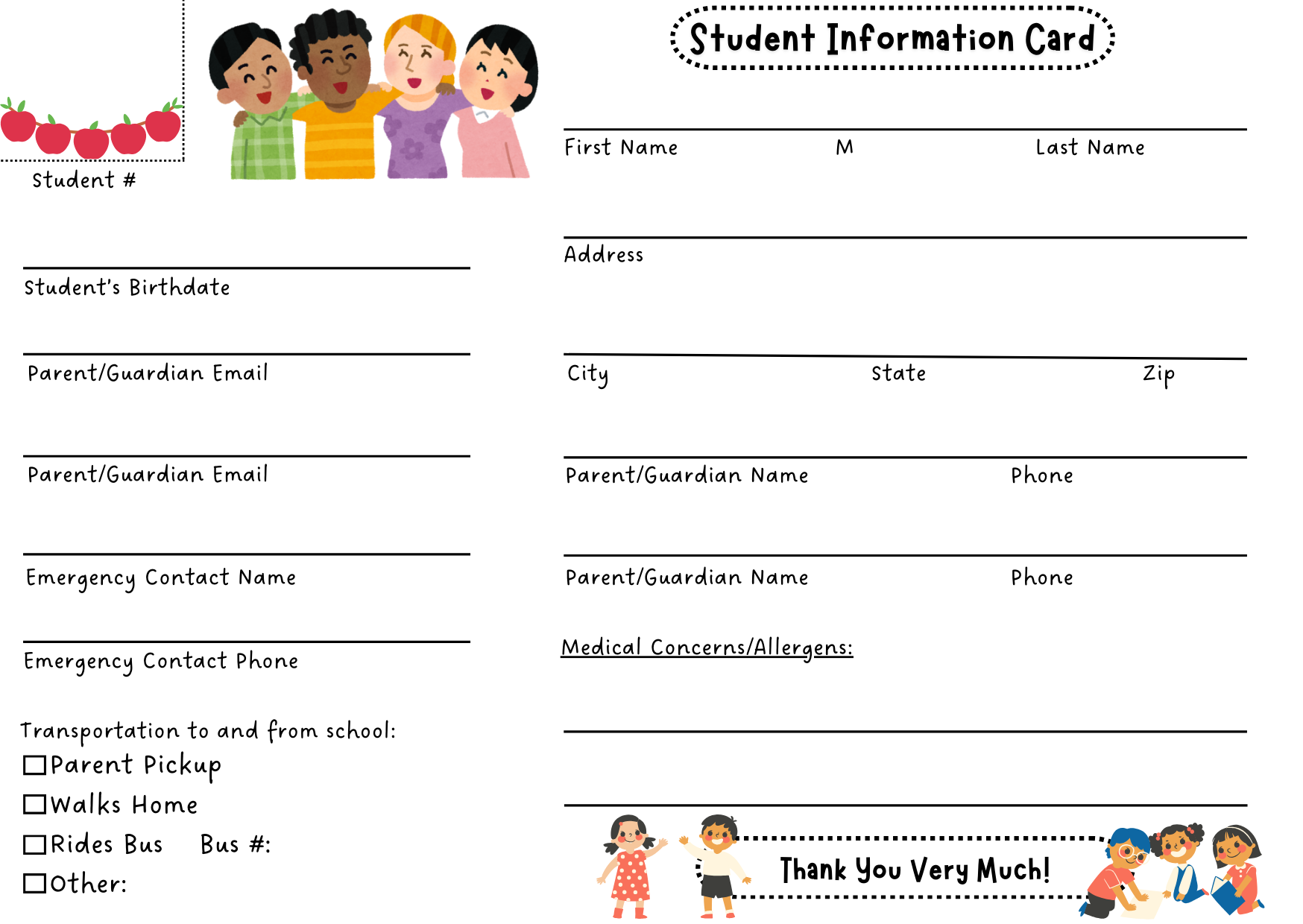 Student Information Card